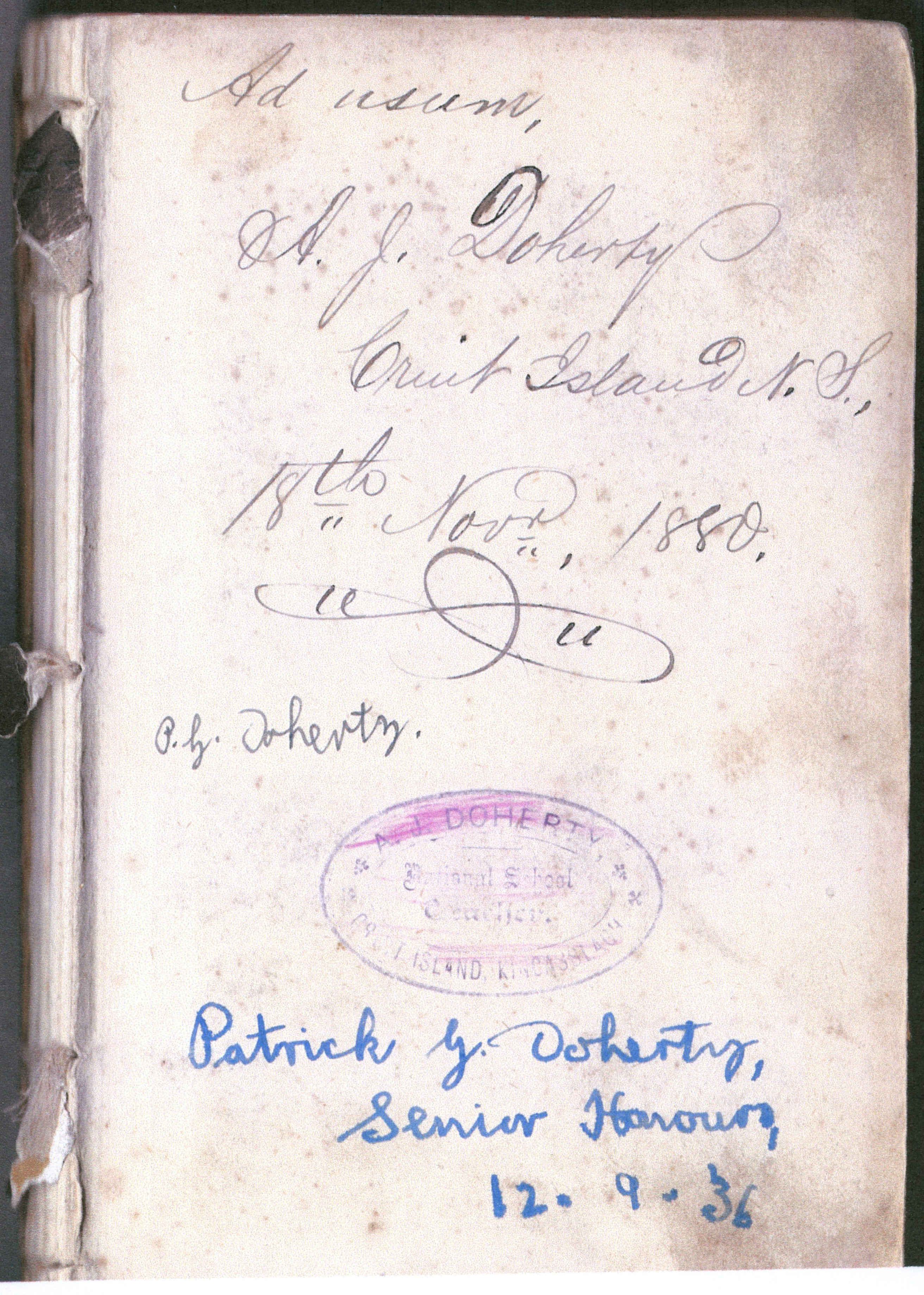 Síniú Antoine Ó Dochartaigh, Scoil Náisiúnta An Chruit 1880