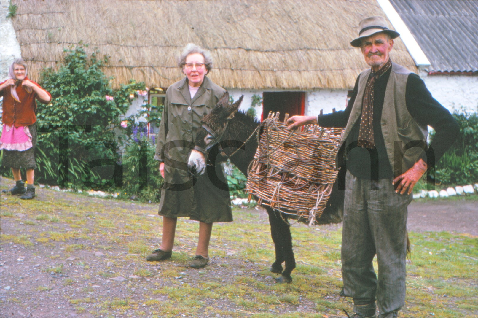 Outside the thatched cottage in Kerry.