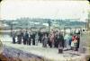 Crowd of people at Aran Island quayside.