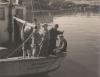 Young children on board the boat 'Aldan' in Akranes, Iceland.