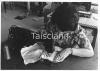 Teresa in her workshop making lace.