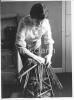 Mrs Frances Brennan working on a basket made from rushes for the Slieve Bawn Co-operative in Strokestown, Co.Roscommon.