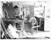 John Shiel of Carndonagh, Co.Donegal turning a piece for a spinning wheel.